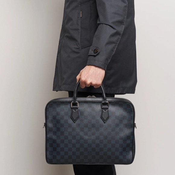 Authentic Louis Vuitton Damier Cobalt Canvas Dandy MM Briefcase Bag - Picture 3 of 16